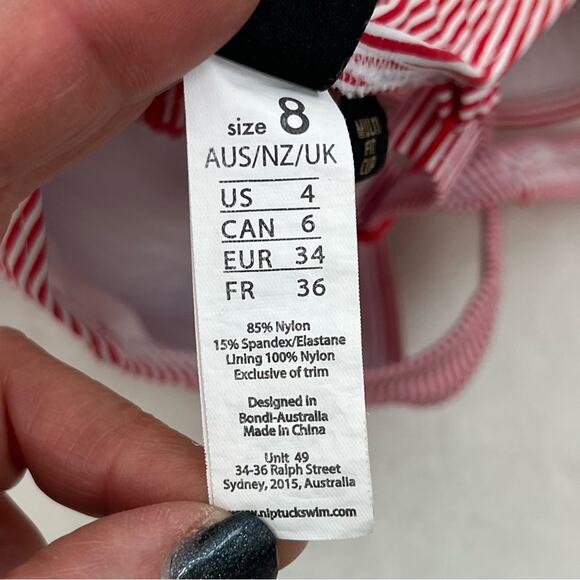 NipTuck Swim One Piece Red White Stripe Joanne Twist Front Tummy Control 4 - Picture 9 of 11